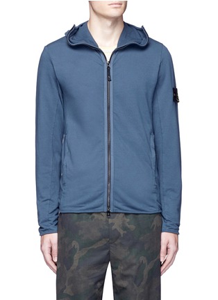 Main View - Click To Enlarge - STONE ISLAND - Logo patch cotton zip hoodie