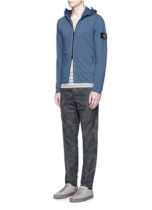 Figure View - Click To Enlarge - STONE ISLAND - Logo patch cotton zip hoodie