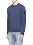 Front View - Click To Enlarge - STONE ISLAND - Logo patch check jacquard cotton fleece sweatshirt