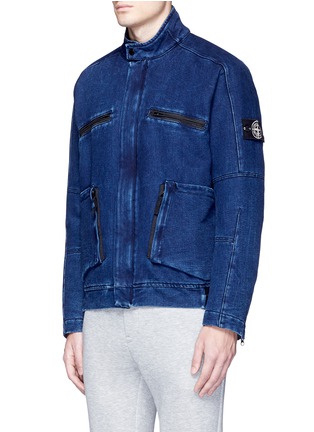 Front View - Click To Enlarge - STONE ISLAND - Padded washed denim jacket