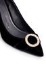Detail View - Click To Enlarge - STELLA LUNA - Faux pearl metal ring velvet pumps