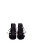 Front View - Click To Enlarge - STELLA LUNA - Faux pearl metal eyelet velvet lace-up boots