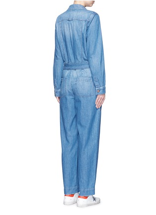 Back View - Click To Enlarge - CURRENT/ELLIOTT - 'The Whitney Coverall' patchwork denim belted overalls