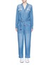 Main View - Click To Enlarge - CURRENT/ELLIOTT - 'The Whitney Coverall' patchwork denim belted overalls