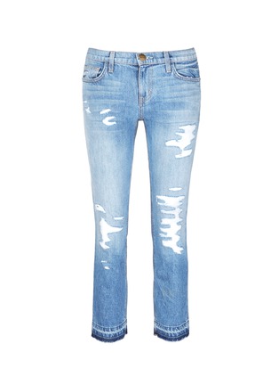 Main View - Click To Enlarge - CURRENT/ELLIOTT - 'The Cropped Straight' distressed jeans