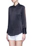 Front View - Click To Enlarge - EQUIPMENT - x Kate Moss 'Jonie' split sleeve silk georgette shirt