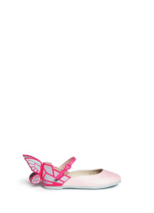 Main View - Click To Enlarge - SOPHIA WEBSTER - 'Chiara Mini' butterfly appliqué glitter toddler Mary Jane flats