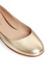 Detail View - Click To Enlarge - GIANVITO ROSSI - 'Carla' ankle tie metallic leather ballerina flats