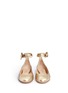 Front View - Click To Enlarge - GIANVITO ROSSI - 'Carla' ankle tie metallic leather ballerina flats