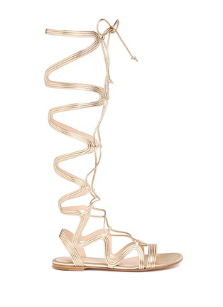 Main View - Click To Enlarge - GIANVITO ROSSI - 'Medusa' piped metallic leather gladiator sandals