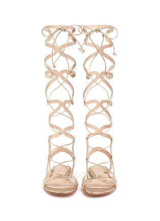 Figure View - Click To Enlarge - GIANVITO ROSSI - 'Medusa' piped metallic leather gladiator sandals