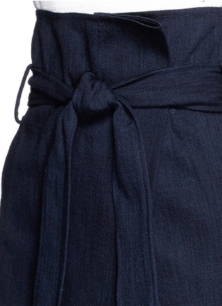 Detail View - Click To Enlarge - TIBI - Sash belt wrap front denim skirt