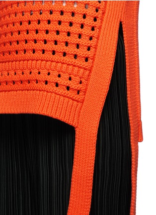 Detail View - Click To Enlarge - TIBI - Waffle pointelle knit front sleeveless sweater