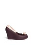 Main View - Click To Enlarge - MELISSA - 'Queen' contrast bow PVC peep toe wedge pumps