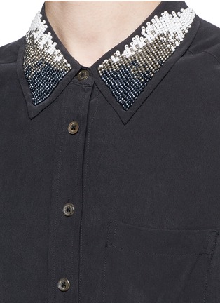 Detail View - Click To Enlarge - EQUIPMENT - 'Brett' bead collar silk crepe shirt