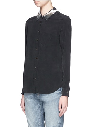 Front View - Click To Enlarge - EQUIPMENT - 'Brett' bead collar silk crepe shirt