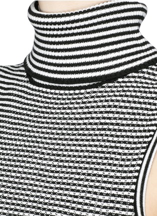 Detail View - Click To Enlarge - ELIZABETH AND JAMES - Stripe knit cropped sleeveless turtleneck top