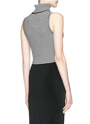 Back View - Click To Enlarge - ELIZABETH AND JAMES - Stripe knit cropped sleeveless turtleneck top