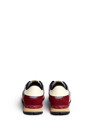 Back View - Click To Enlarge - VALENTINO GARAVANI - Colourblock macramé lace sneakers