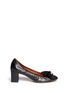 Main View - Click To Enlarge - LANVIN - Pearl grosgrain bow elasticated leather pumps