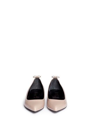 Figure View - Click To Enlarge - LANVIN - Pearl stud mixed leather ballerinas