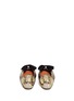 Back View - Click To Enlarge - LANVIN - Pearl bow metallic leather slip-ons