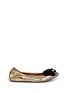 Main View - Click To Enlarge - LANVIN - Pearl bow metallic leather slip-ons