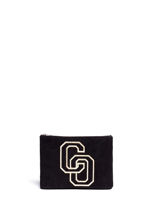 Main View - Click To Enlarge - CHARLOTTE OLYMPIA - Varsity suede pouch with tiger mascot badge