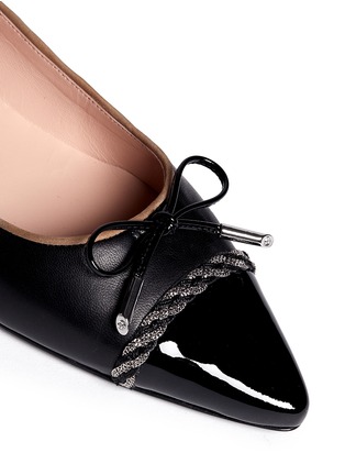 Detail View - Click To Enlarge - STUART WEITZMAN - Bow toe patent cap ballerinas
