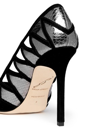 Detail View - Click To Enlarge - B BY BRIAN ATWOOD - 'Nicollette' snakeskin panel cutout suede pumps
