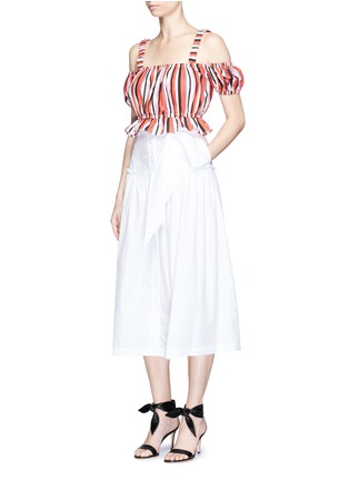 Figure View - Click To Enlarge - 72723 - Tie waist cotton poplin midi skirt