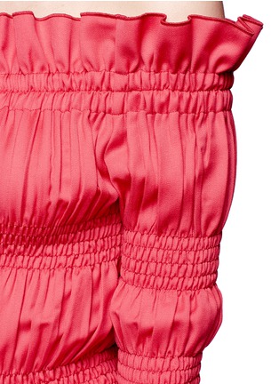 Detail View - Click To Enlarge - 73401 - Ruffle smocked off-shoulder wool top