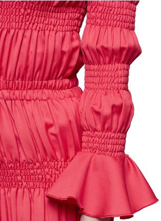 Detail View - Click To Enlarge - 73401 - Ruffle smocked off-shoulder wool dress