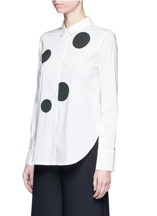Front View - Click To Enlarge - KUHO - Polka dot print cotton blend shirt
