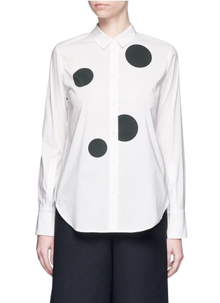 Main View - Click To Enlarge - KUHO - Polka dot print cotton blend shirt