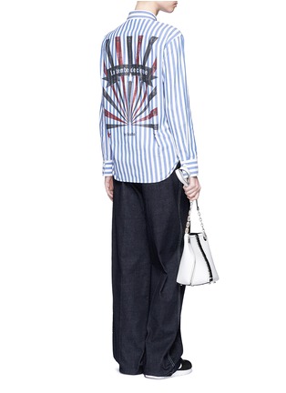 Figure View - Click To Enlarge - KUHO - Star slogan stripe print poplin shirt