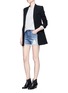Figure View - Click To Enlarge - J BRAND - 'Gracie' frayed cuff high rise denim shorts