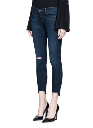 Front View - Click To Enlarge - J BRAND - 'Cross Hatch' stagger cuff cropped skinny jeans
