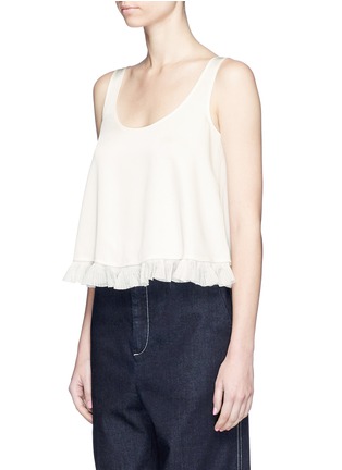Front View - Click To Enlarge - ELIZABETH AND JAMES - 'Andrea' ruffle trim cropped satin tank top