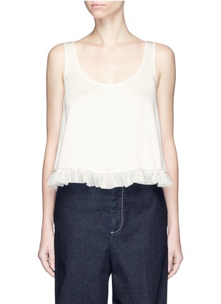 Main View - Click To Enlarge - ELIZABETH AND JAMES - 'Andrea' ruffle trim cropped satin tank top