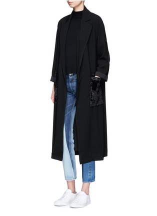 Figure View - Click To Enlarge - TOPSHOP - Velvet pocket duster coat