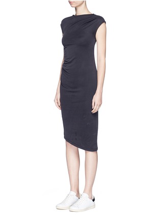 Front View - Click To Enlarge - TOPSHOP - Asymmetric hem pleated jersey dress