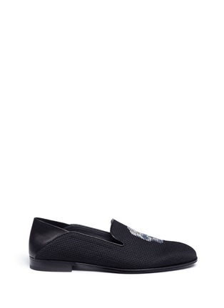 Main View - Click To Enlarge - ALEXANDER MCQUEEN - Skull embroidered step-in heel slip-ons