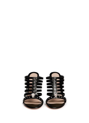 Front View - Click To Enlarge - ALEXANDER MCQUEEN - King skull caged leather sandals