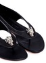 Detail View - Click To Enlarge - ALEXANDER MCQUEEN - Crystal crown skull suede thong sandals