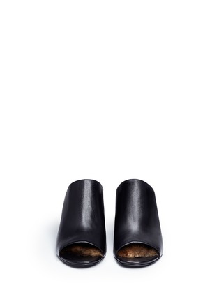 Front View - Click To Enlarge - 3.1 PHILLIP LIM - 'Cube' rabbit fur lined leather mules