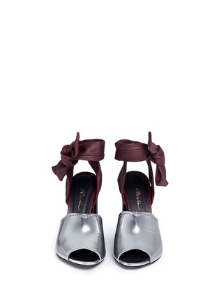 Front View - Click To Enlarge - 3.1 PHILLIP LIM - 'Kyoto' knotted ankle strap metallic leather sandals