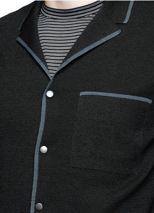 Detail View - Click To Enlarge - LANVIN - Stripe trim Milano stitch wool-silk jacket