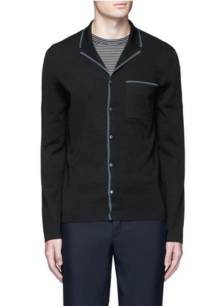 Main View - Click To Enlarge - LANVIN - Stripe trim Milano stitch wool-silk jacket