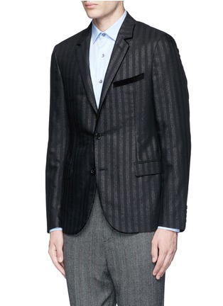 Front View - Click To Enlarge - LANVIN - Glitter stripe wool tuxedo blazer